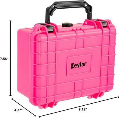 Eylar Protective Camera Hard Case Water & Shock Proof w/Foam, TSA Standards 9.12 inch 7.56 inch 4.37 inch (Pink)