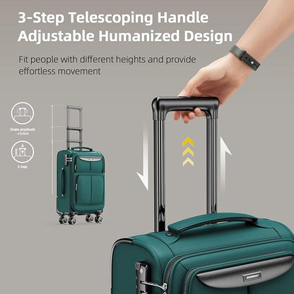 SHOWKOO Luggage Sets 3 Piece Softside Expandable Lightweight Durable Suitcase Sets Double Spinner Wheels TSA Lock Dark Green (20in/24in/28in)