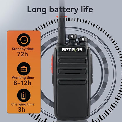Retevis H-777S Walkie Talkies Long Range,Heavy Duty Portable FRS Two-Way Radios, Hands Free,Safe Call,Rugged Commercial 2 Way Radios with Gang Charger,for Warehouse, Churches,Jobsite(6 Pack)