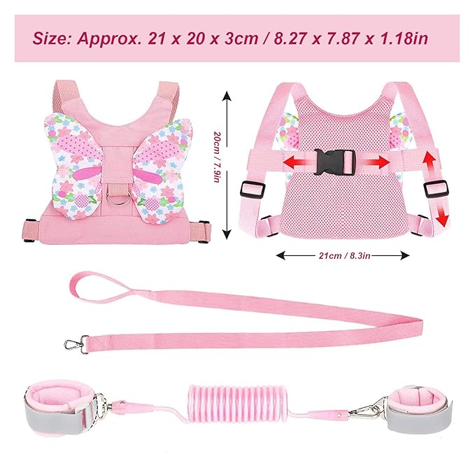Toddler Harness Leashes, Retractable Wrist Link with Lightweight Backpack for Kids, Kids Anti Lost Harness Strap Double Protection Child Safety Strap for Outings Travel
