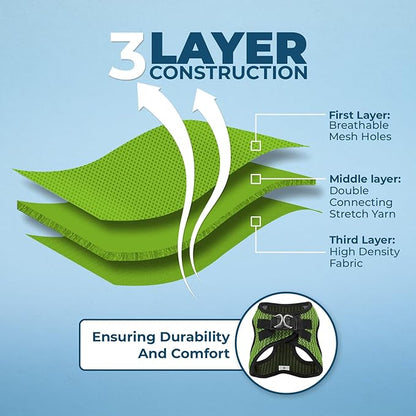 Best Pet Supplies Voyager Step-in Air Harness - All Weather Mesh, Reflective, No Pull Harness for Dogs, Cats - Secure with Hook & Loop Fastener, Buckle, Double D-Rings - Lime Green 2-Tone, M