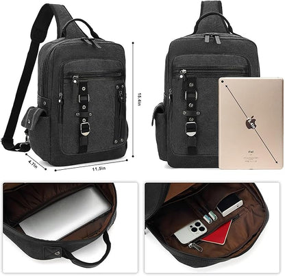 Vintage Messenger Bag, Canvas Backpack for Travel, Men's Shoulder Bag, Dual-use Bag for Hand Carry and Crossbody Carry