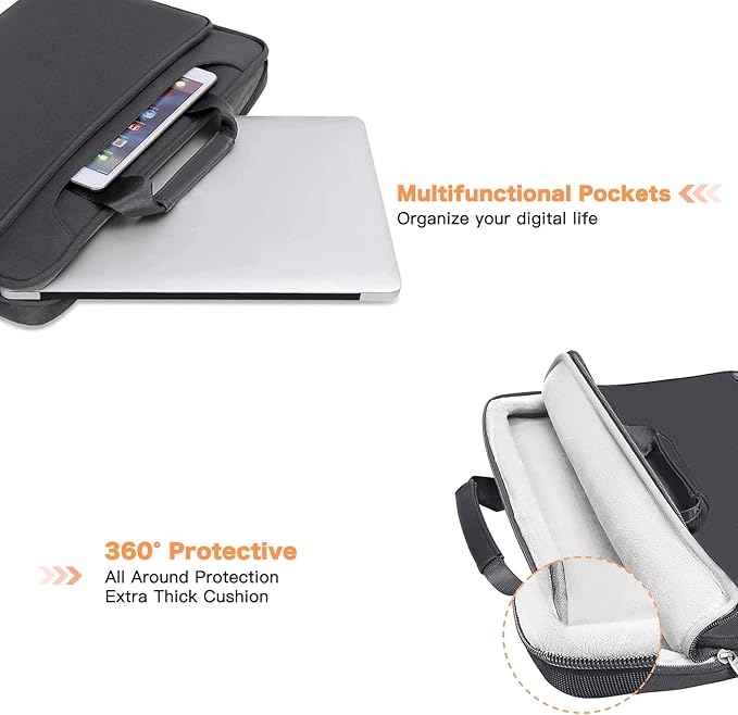 MOSISO 360 Protective Laptop Shoulder Bag Compatible with MacBook Air/Pro, 13-13.3 inch Notebook, Compatible with MacBook Pro 14 inch M5 M4 M3 M2 M1,Matching Color Sleeve with Belt, Slate Gray