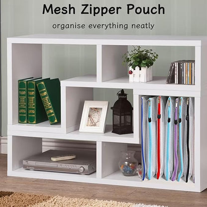 64pcs Mesh Zipper Pouch Bags, 8 Colors Reusable A4 Zipper Bags for Organizing Storage, Waterproof Zipper Pouches, Letter Size, Zipper File Bags for Office Supplies, School, Toys,Puzzle
