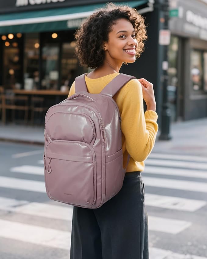 BAGSMART 30L Travel Backpack, 15.6 Inch Carry On Backpack Flight Approved, Personal Item Travel Bag, Water Resistant Weekender Bag Daypack, Camel