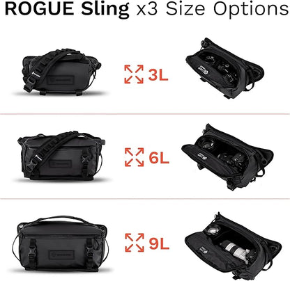 WANDRD ROGUE V1 3L Sling: Compact Camera Sling and Crossbody Bag with Fast Access, 3-Way Carry– Lightweight Everyday Bag Great for Travel, Photography, and Daily Use (Black)