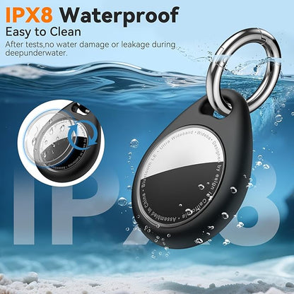 Waterproof Airtag Holder,4 Pack Airtag Keychain with Full Wrap Design,Airtags Case for Apple Airtag,Anti-Lost Air tag Accessories for GPS Item Finder Tracker,Bag,Key,Pet,Black/Blue/Pink/Purple