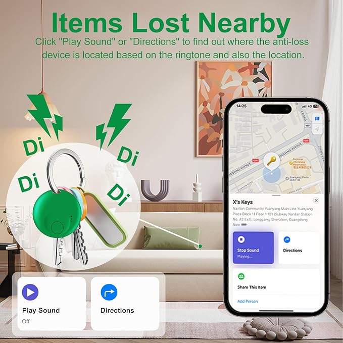 Smart tag-4pack,Bluetooth Tracker tag Compatible with Apple Find My (iOS Only), Item Finders and Locator Replaceable Battery, for Keys,Backpack,Luggage,Wallet,Bicycle