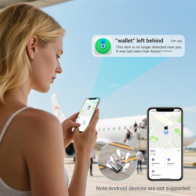 [Apple MFi Certified] LBPRT Air Tracker Tag 1 Pack, Smart Key Finder Work with Apple Find My (iOS Only, Android not Supported), Bluetooth Item Locator for Luggage Suitcase, Wallet. Replaceable Battery