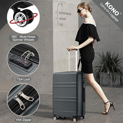 Kono 28 Inch Luggage Expandable Suitcase with Spinner Wheels TSA Lock Lightweight PC+ABS Hardside Large Checked Luggage Durable Rolling Suitcase Grey