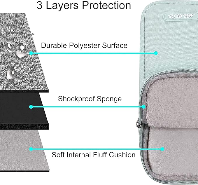 MOSISO Laptop Case 15 inch, 15 inch Laptop Sleeve Compatible with MacBook Air 15 M4 A3241 M3 A3114 M2 A2941 2025 2024 2023,Dell XPS 15,Polyester Vertical Computer Sleeve Bag with Pocket, Mint Green