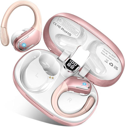 Wireless Earbud, 75Hrs Bluetooth 5.4 Headphones IP7 Waterproof for Sport, Running Wireless Earphones with ENC Noise Cancelling Mics, Deep Bass Over Ear bud with Earhooks for Android, iOS, Workout, Gym
