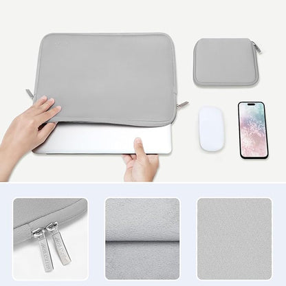 MOSISO Laptop Case 13.3 inch, 13-13.3 inch Laptop Sleeve Bag Compatible with MacBook Air/Pro 13/Pro 14 M5 M4 M3 M2 M1, HP Dell ASUS Lenovo, Neoprene Computer Sleeve Bag with Small Case, Light Gray