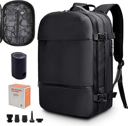 KINGSLONG Vacuum Backpack Travel Vacuum Seal Compression Travel 60L Expandable Vacpack with Pump Ideal for Traveling Business Laptop (Portable Electric Air Pump Included)