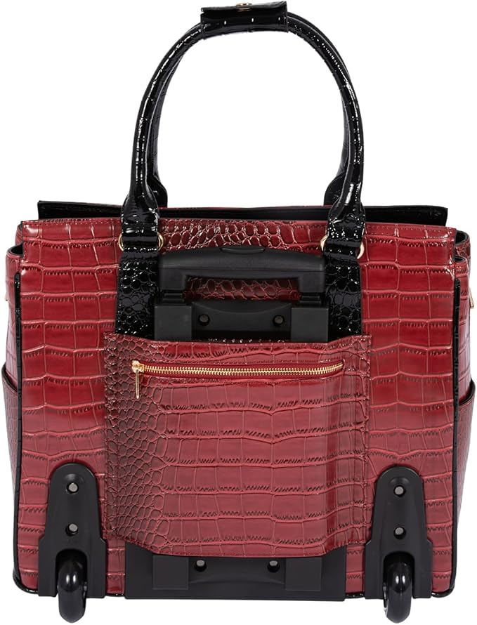 JKM & Company Rolling Laptop Bag for Women | Designer Wheeled Briefcase | Fits 13-17" Laptops | Office Travel Computer Case