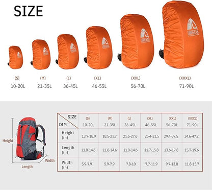 Unigear Backpack Rain Cover Waterproof Rating 5000mm Ultraportable and Durable with 2 Anti-Slip Buckle Strap, Integrated Carry Pouch Design (Orange, Large)