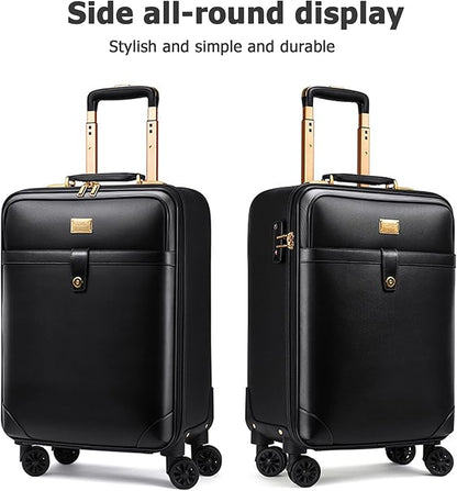 feilario 2Pcs Leather Business Spinner Wheel Luggage Waterproof Carry-On Suitcase with TSA Lock - Capacity 36-55L