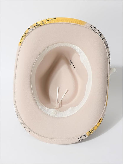 WDIRARA Women's Cowboy Hat Cow Print Western Cowgirl Hats Travel Vacation