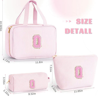 Personalized Toiletry Bag - Initial Makeup Bag Cosmetic Bag for Women Travel, Cute Friend Wedding Girlfriend Birthday Gift for Teen Girls 16-18 - Pink Q