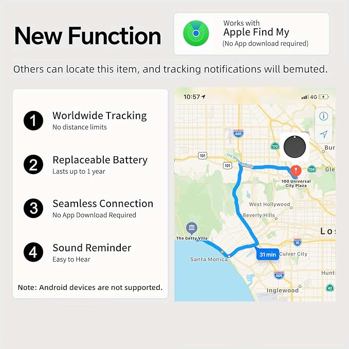 Mini GPS Tracker for Vehicles, Hidden Tracking Device for Vehicles, Car Tracker No Subscription Work with Find My (iOS Only), Vehicle Tracker with Audio for Kids, Dogs, Key, Luggage, Bag (1)