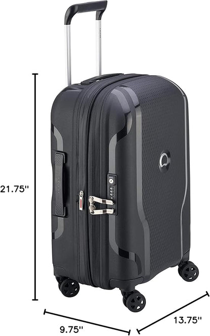 DELSEY PARIS Clavel Hardside Expandable Luggage with Spinner Wheels, Black, Carry-On 19 Inch