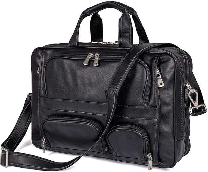 Augus Business Travel Briefcase Genuine Leather Duffel Bags for Men Laptop Bag fits 15.6 inches Laptop