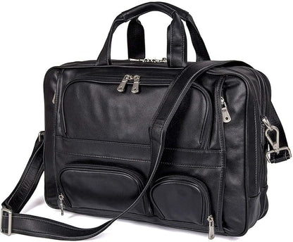 Augus Business Travel Briefcase Genuine Leather Duffel Bags for Men Laptop Bag fits 15.6 inches Laptop