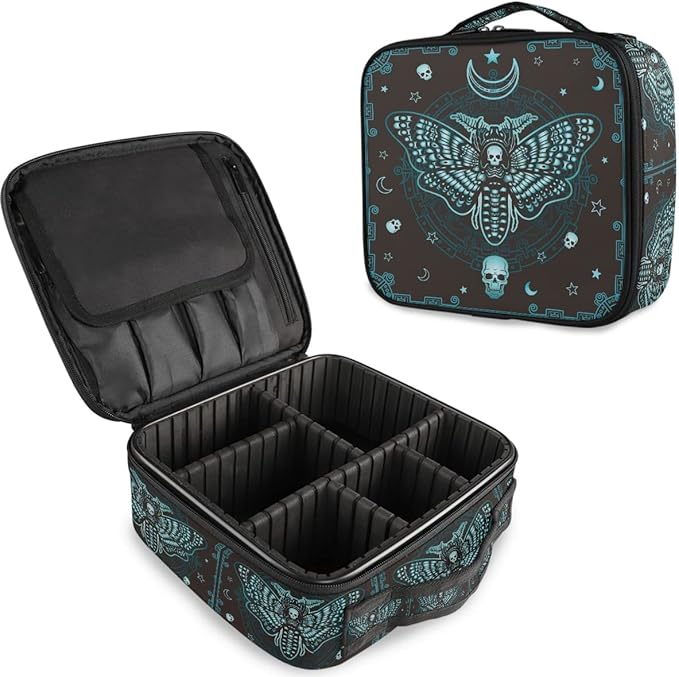 MNSRUU Women Makeup Bag Butterfly Skull Mysticism Makeup Bag Organizer Travel Cosmetic Bag for Teenage Girl Clear Make Up Bags with Zipper