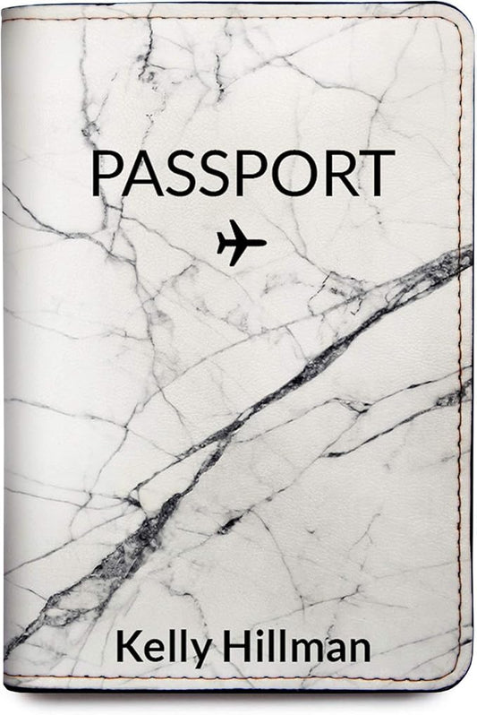 Personalized Passport Holder Travel Wallet PU Leather Vaccine Case Protector Cover Credit Card Slots RFID Blocking Customized for Women and Men Cute