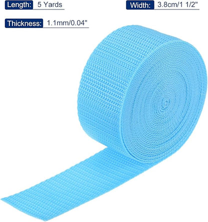 MECCANIXITY Lightweight Polypropylene Webbing Strap 1 1/2" 5 Yard Backpack Strapping Band Sky Blue for Outdoor Luggage Cargo Straps