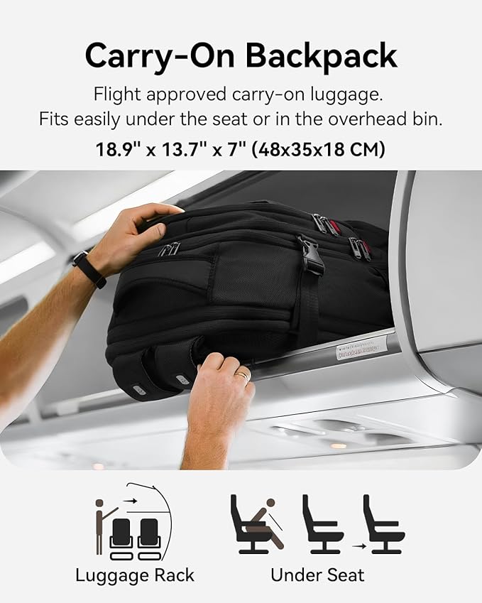 CROSSGEAR Travel Backpack, 30-40L Expandable, 17.3 Inch Large Travel Laptop Backpack, TSA-Friendly Carry On Luggage Airline Approved, Multi-Pocket, Water Resistant Casual Daypack for Men