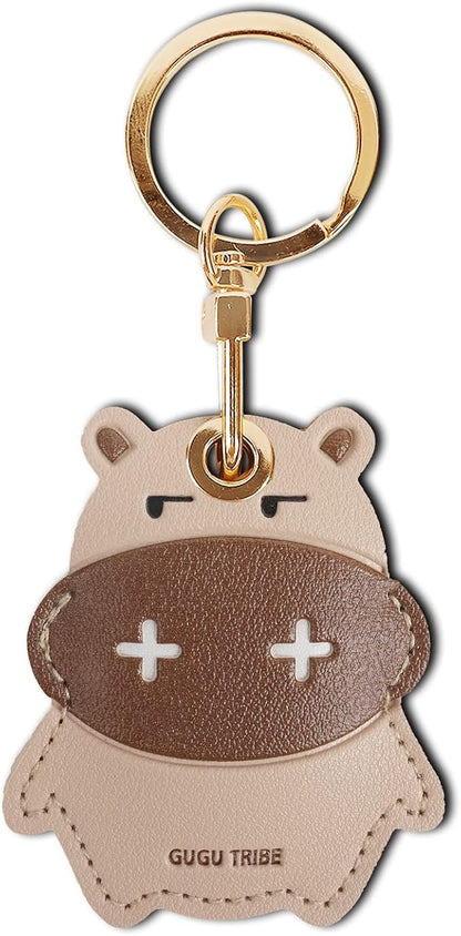 Leather Keychain Case Holder Compatible with Apple AirTag, GPS Airtag Keychain Finder Tracker with Key Ring, Anti-Scratch Protective Air Tag Cover