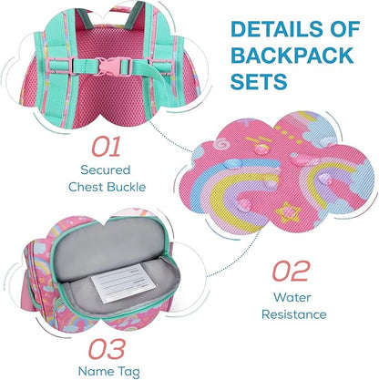 mommore Kids Backpack for Boys Girls Preschool Kindergarten Backpacks Lightweight Elementary School Bookbag with Lunch Box