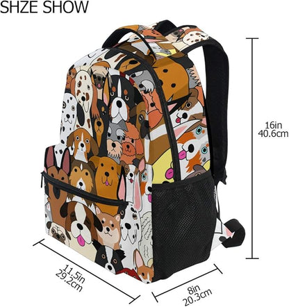 ALAZA Cute Doodle Dog Print Animal Large Backpack for Kids Boys Girl School Personalized Laptop iPad Tablet Travel School Bag with Multiple Pockets