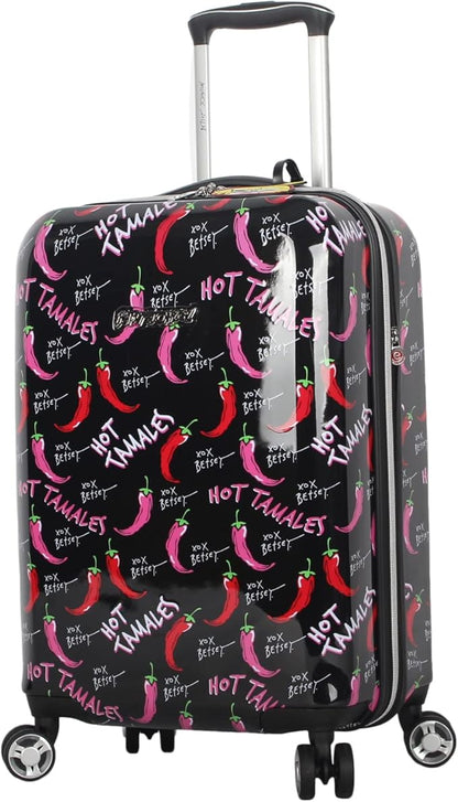 Betsey Johnson Designer 20 Inch Carry On - Expandable (ABS + PC) Hardside Luggage - Lightweight Durable Suitcase With 8-Rolling Spinner Wheels for Women (TAMALE, 20in)
