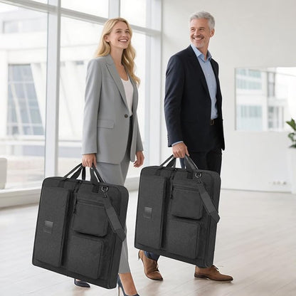 Garment Bag Travel Carry On Suit Bag for Traveling Business Trips Hanging Dress Clothes with Shoulder Strap Foldable for Men Women 45” Black