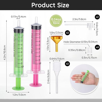 Segbeauty 8pcs 0.34oz Perfume Decanter Refill Tool Kit for Travel Spray Bottle, 10ml Plastic Pink Green Perfume Dispenser Transfer Tool Set with Funnel Pump Disenser, Cologne Making Kit for Men Women