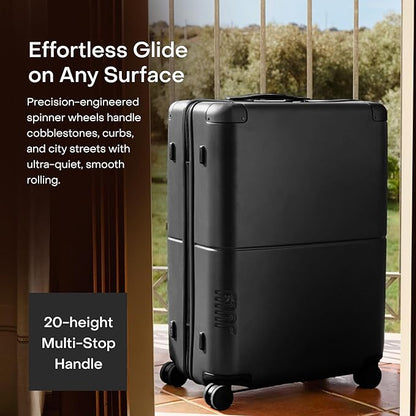 Checked Plus Expandable - 28.75" Airline Approved Check In Luggage with Wheels, Rolling Suitcase for Men & Women - TSA Lock, Silent Spinner Wheels, Expansion Zip, Y-Strap - Charcoal