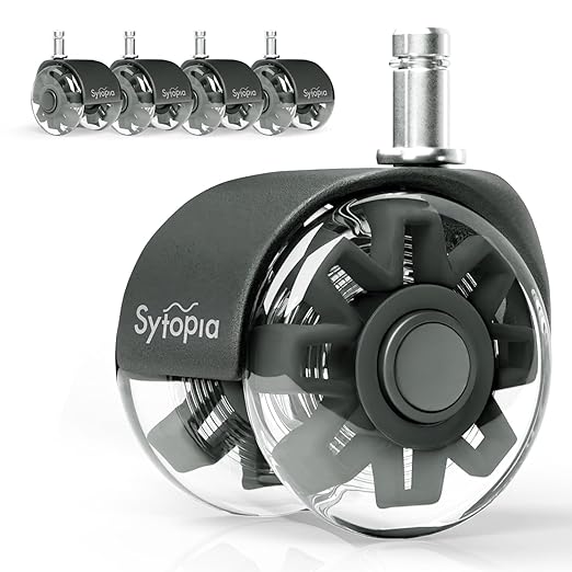 Office Chair Wheels Replacement, 2.5 Inch Universal Casters for Hardwood Floors & Carpet, Heavy Duty, Quiet, Scratch-Free, Fits Most Chairs, Easy Install, Set of 5.Dark Grey