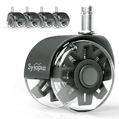 Office Chair Wheels Replacement, 2.5 Inch Universal Casters for Hardwood Floors & Carpet, Heavy Duty, Quiet, Scratch-Free, Fits Most Chairs, Easy Install, Set of 5.Dark Grey