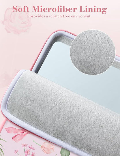 iCasso Laptop Sleeve 13 inch for MacBook Air 13-13.6 inch,Cute Laptop case for MacBook Pro 13 inch 14 inch, Slim Protective Travel Carrying Case Sleeve for 14 inch Chromebook, HP, Flower Bow Pink
