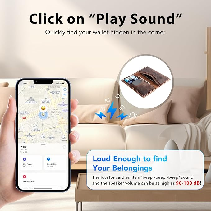 2 Pack Wallet Tracker Card [Apple MFi Certified] Air Tracker Tag (iOS only), IP68 0.06in Rechargeable Smart Card Work with Apple Find My, Keys Finder and Item Locator for Passport, Bags, Laptop, EB