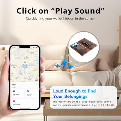 2 Pack Wallet Tracker Card [Apple MFi Certified] Air Tracker Tag (iOS only), IP68 0.06in Rechargeable Smart Card Work with Apple Find My, Keys Finder and Item Locator for Passport, Bags, Laptop, EB