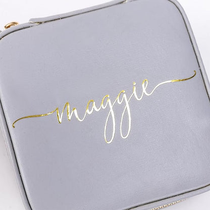 Angelina's Palace Personalized Jewelry Case with Name Engraved,Custom Leather Travel Jewelry Organizer Box for Rings,Earrings,Necklaces,Birthday Bridesmaid Gift For Women