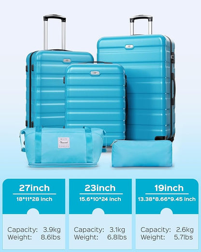 Suitour Luggage Sets 5 Piece Hardshell Suitcases with Spinner Wheels TSA Lock, Lightweight ABS Carry On Suitcase Set for Travel Business