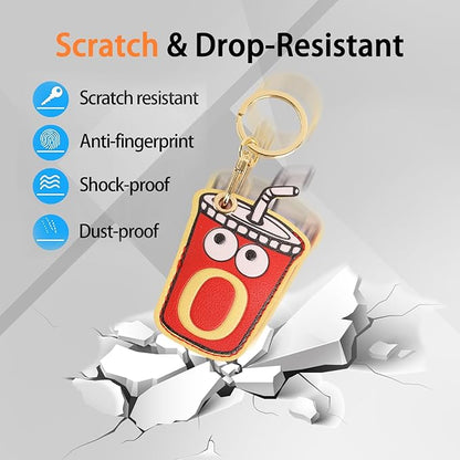 Leather Keychain Case Holder Compatible with Apple AirTag, GPS Airtag Keychain Finder Tracker with Key Ring, Anti-Scratch Protective Air Tag Cover