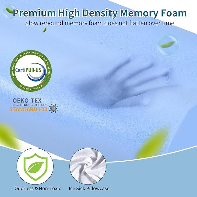 Cervical Neck Pillow for Pain Relief, Contour Memory Foam Pillows Ergonomic Pillow for Sleeping Bed Pillow Neck Support with Cooling Pillowcase Orthopedic Pillow for Side Back Sleepers