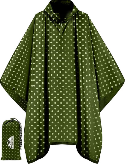 Bruvoalon 3-in-1 Rain Poncho with 1/4 Zip & Chest Pocket, Waterproof, Sunshade, Ground Mat for Adults & Youth Emergency