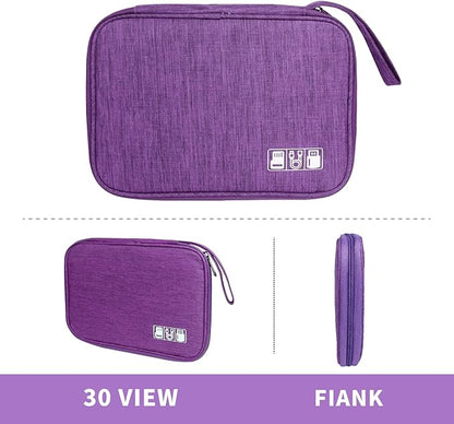 Electronics Travel Organizer,Portable Waterproof Electronic Travel Storage Bag for Small Charging Cord Storage,Charger,Small Electronics,SD Card etc,for Travel,Business -Purple
