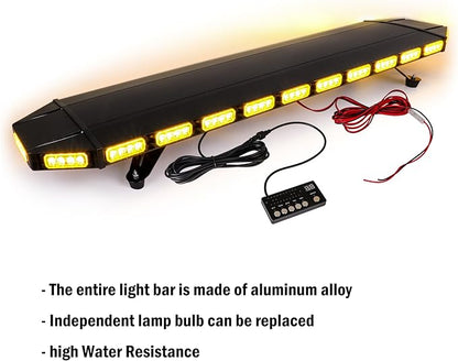 48" 104LED Extreme High Intensity Construction Emergency Warning Strobe Light Bar Rooftop Low Profile Law Enforcement Hazard Flashing for Tow Truck Vehicle (Amber/Amber)